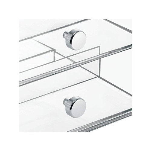 iDesign Plastic Vanity, Compact Storage Set Compartments for Cosmetics, Dental Supplies, Hair Care, Bathroom, Dorm, Desk, Countertop, Office, 6.5" x 6.5" x 6.5", 2 Drawer-Side Organizer