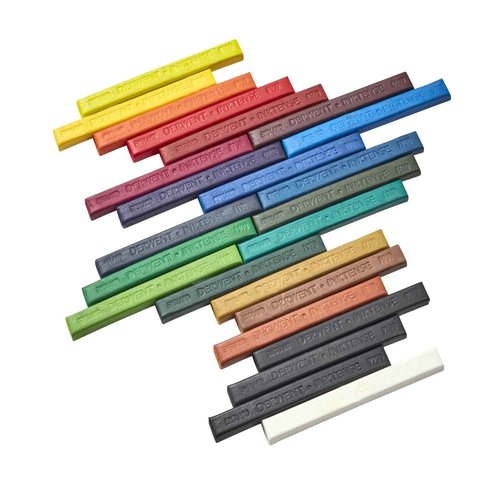 Derwent Inktense Blocks 24 Tin, Set of 24, 8mm Block, Soft Texture, Watersoluble, Ideal for Watercolor, Drawing, Coloring, Crafts and Painting on Paper and Fabric, Professional Quality (2300443)