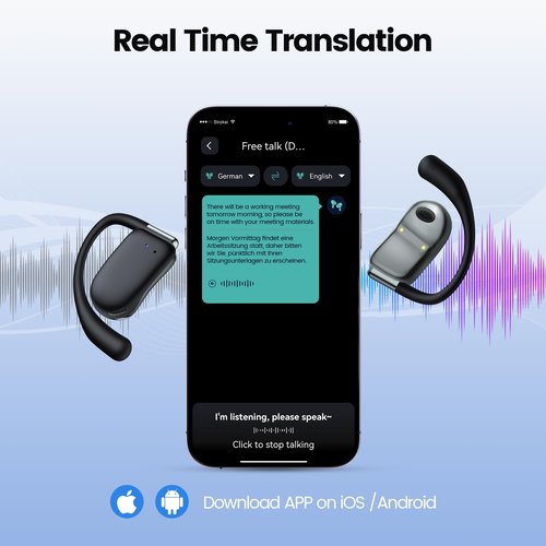AI Translation Earbuds Real Time, Open Ear with Charging case B0FBFR5VJ6
