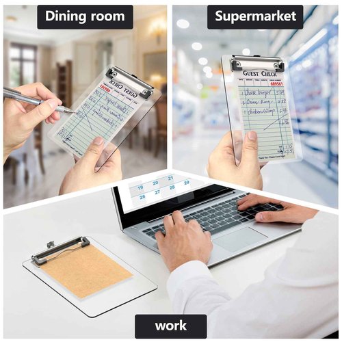 Juvealoe Mini Clipboard 50 Pack, 5 x 7 Plastic Small Clear Clip Boards with Low Profile Clip, Memo Size for Classroom, Teacher, Students, School & Office Supplies