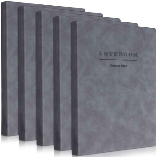 SATINIOR 5 Pack A4 Notebooks Large Journal 360 Pages Leather Softcover Hardcover Notebooks Thick Paper Lined Notepad for Office School Business Note Taking Writing, 8.5'' x 11''(Gray)