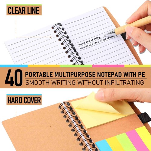 Chuangdi 40 Sets Christmas Employee Appreciation Gifts Thanksgiving Inspirational Notebook Journal with Sticky Notepad Bamboo Pen Bulk Thank You Gifts for Nurse Staff Team Coworker Teacher (Kraft)