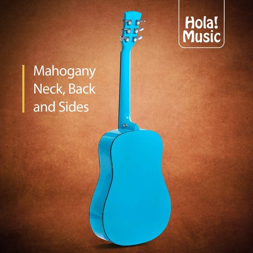 Hola! Music 3/4 Size Acoustic Guitar Bundle for Beginners, 6 String Beginner Solid Spruce Top Acoustic Guitar With Rosewood FIngerboard, 36 inch, Light Blue