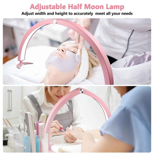 Gicrymil Half Moon Light for Nail Desk, 29in Foldable Half Moon Table Lamp Nail Desk Lamp with Wire Controller & Remote, Bright Arch Nail Light with 7 Cool/Warm Tones & 10 Brightness