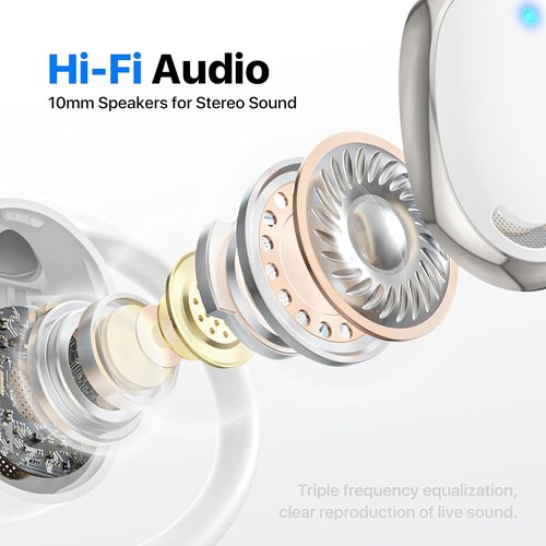 OWS AI Translation Earbuds - Real-Time 3-in-1 Device for 144 Languages & Accents | Perfect for Travel & Learning - White