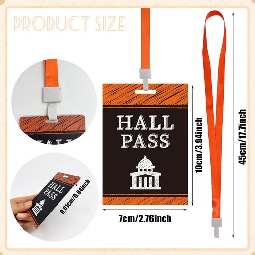 Skiennix 6 Sets PVC Hall Pass - Chalk Style Lanyards for Classroom Essentials | Teacher Must-Have