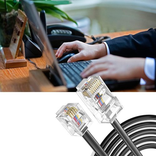 Vthahaby Telephone line(3 Pack 10 FT) RJ45 to RJ11 Adapter Converter Cable 6ft RJ45 8P4C Male to RJ11 6P4C Male for Landline Telephone Service for Extending, Connecting for Fax or Answering Machine