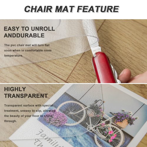 100pointONE Office Chair Mat for Hardwood Floor, 60" x 46" Transparent Desk Chair Floor Mat for Hard Floors, Plastic Floor Protector Mat for Office & Home