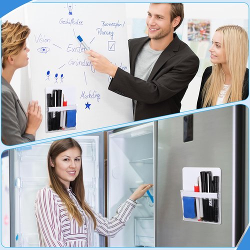 Sherr 12 Pcs Magnetic Pockets for Classroom 6.5'' X 4.7'' Magnetic Pouch Pen Marker Holders Dry Erase Marker Storage for Whiteboard Locker Accessories Refrigerator Home Wall(Clear)