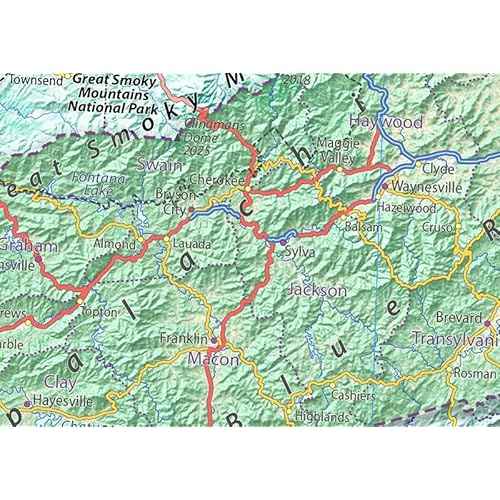 North Carolina State Poster Map - 13.3 x 30 inches - Paper Laminated