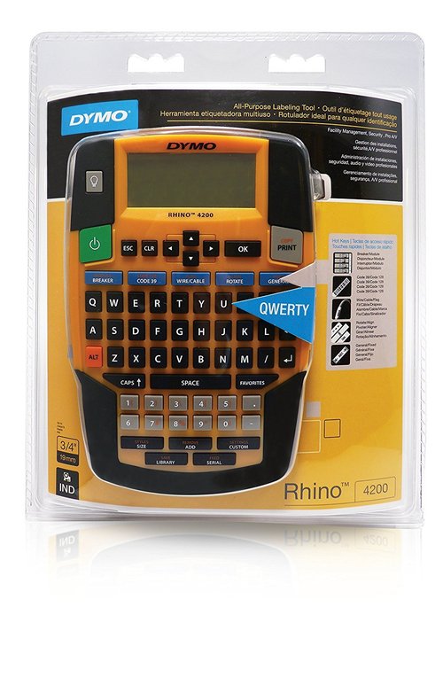 DYMO Industrial Label Maker | Rhino 4200 Label Maker Time-saving Hot Keys Prints Fast Durable For Job Sites and Heavy-Duty Labeling Jobs
