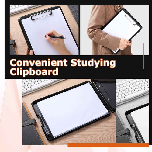 12 Pieces Clipboard with Storage 9.5 x 13.5'' High Capacity Nursing Clip Boards with Pen Holder Black Binder Folder Paper Organizer for Nurses Teachers Work School Office Supplies(Black)