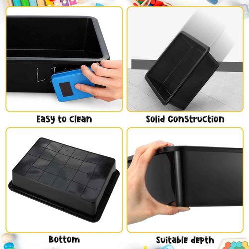 Qunclay 16 Pcs Flat Storage Tray Organizer Bin Letter Size Paper Trays for Classroom Art Activity Plastic Stackable File Paper Organizer for School Office Teacher Book Organization, Black