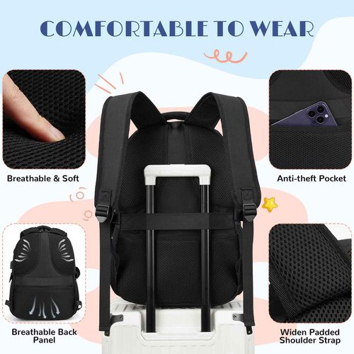 kadilong 17.3 Inch Laptop Backpack for Women Teen Girls Bookbag for College Student Middle High School Mochila Escolares para Niñas Mujeres(Black)