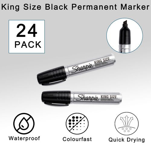 QZSGYTH Permanent Markers,24Pack King Size Black Permanent Markers Smooth Writing, Quick-Waterproof,Long-Lasting