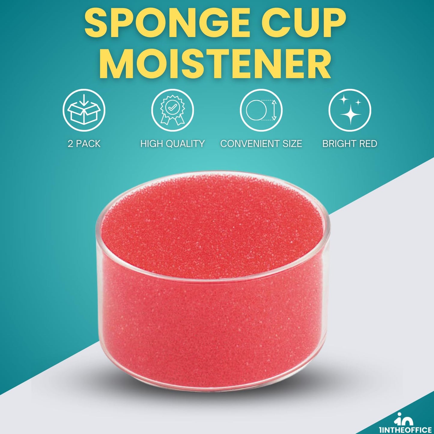 1InTheOffice Sponge Cup Moistener, Fingertip Paper Moistener, Finger Moistener for Paper (2 Pack)