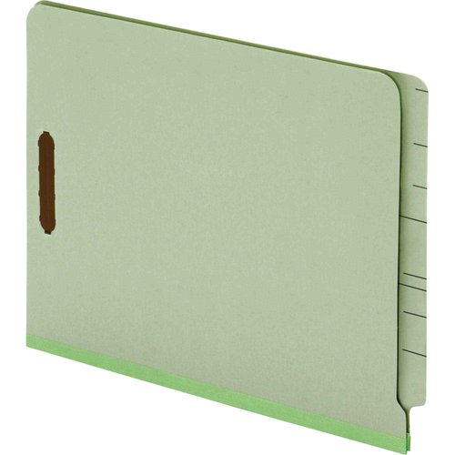 Globe-Weis/Pendaflex End Tab Pressboard Fastener Folders, Letter Size, 2-Inch Expansion, Embedded Fasteners, Light Green, 25-Count (44715)