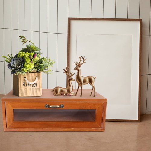 TOPBATHY Retro Wooden Monitor Stand Riser with Drawer: Desktop Storage Organizer for Office Supplies, Cosmetics, and Home Use