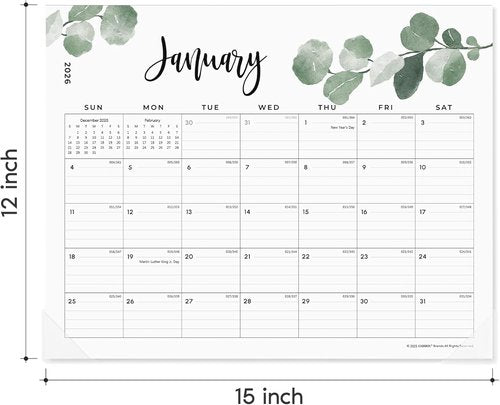 Cabbrix Magnetic Refrigerator Calendar 2026 - Aesthetic Greenery Design | 15 x 12 Inch, Easy Organizing