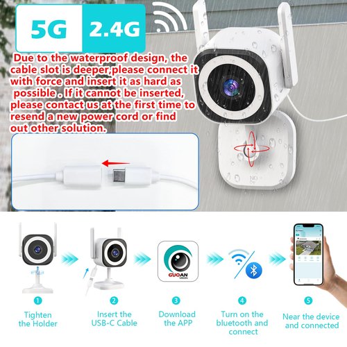 5G Outdoor/Indoor Cameras for Home Security, 1080P Baby Monitor Camera for Pet/Babyroom/Cat/Dog/Nanny/Elder, IP66 Waterproof, 3 Night Vision, Alarm Siren, SD/Cloud