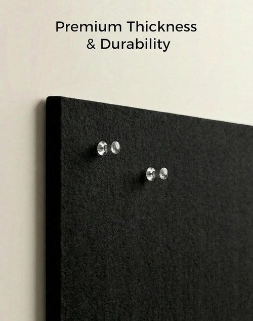 Aothia 12-Pack Felt Bulletin Board Tiles - Modular 48x36 Cork Board Alternative for Office & Classroom | Includes 70 Adhesive Tabs & 40 Push Pins (Black)