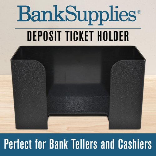 BankSupplies Deposit Ticket Holder | 10W x 4D x 6H | Black Textured, Molded Plastic | Check & Voucher Sorter | Desk Organizer for Deposit Slips, Receipts, Forms, Tickets