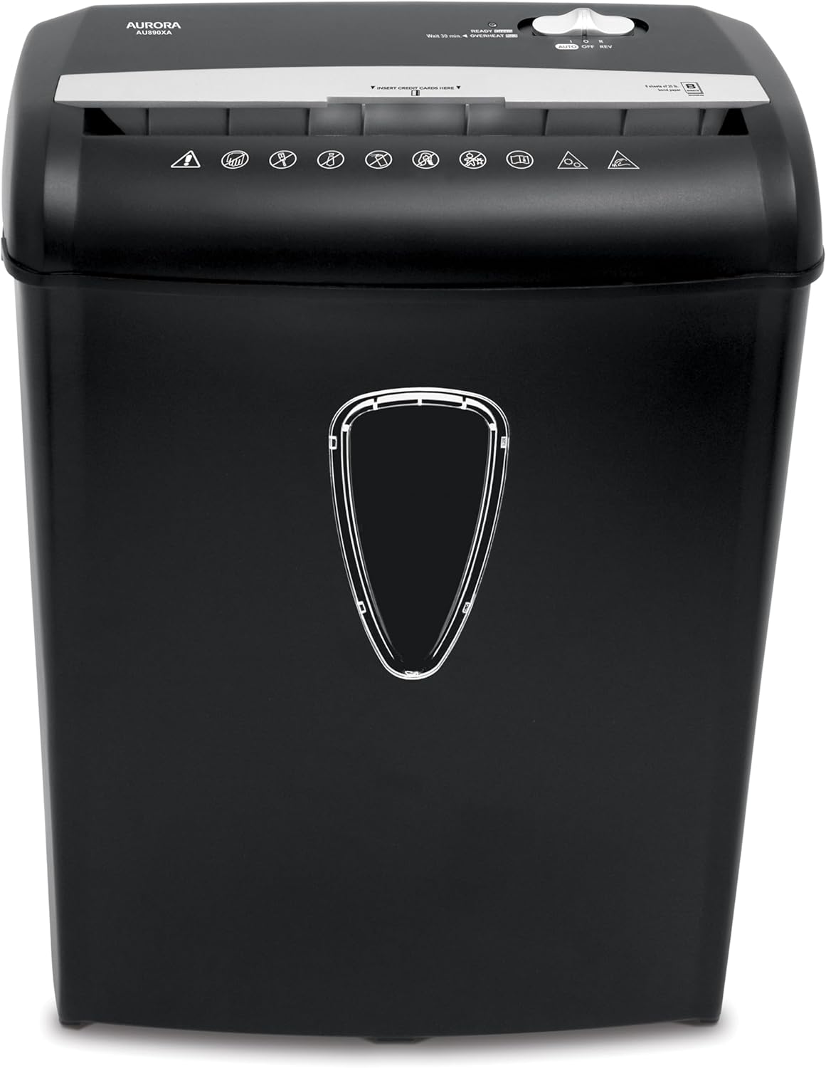 Aurora AU890XA 8-Sheet Crosscut Shredder - Efficiently Shreds Paper & Credit Cards | Includes Wastebasket