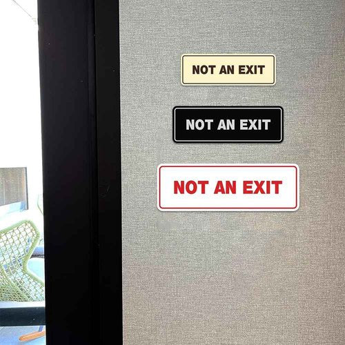 All Quality Standard Not an Exit Wall or Door Sign - Durable Material | Double-Sided Foam Tape | Silver - Small (10 Pack)