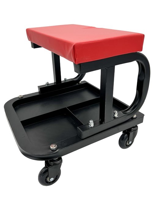 AFK Tech Creeper Stool with ShopSkates Caster Wheels | Roller Blade Rubber | Heavy-Duty 2.5” casters | 360 Degree No Noise (Red4)