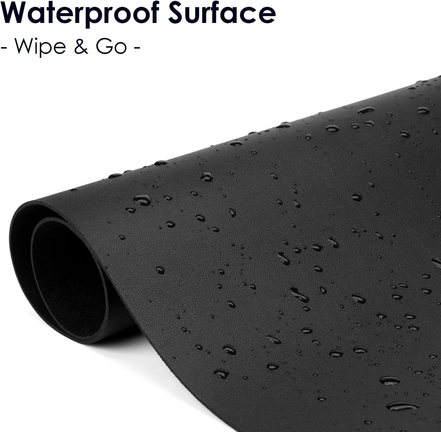 WAYBER Leather Desk Pad Protector - Waterproof PU Mouse Pad for Office & Home | Black 23.7x13.8 in