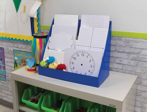 Classroom Keepers Sturdy Cardboard Book Shelf, 3-Tiered, Blue, 17" H x 20" W x 10" D, 1 Unit