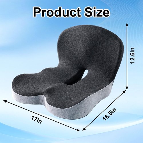 Nixegym Memory Foam Office Chair Cushion, L-Shaped Integrated Seat Cushions, Chair Seat Cushion for Lower Back Tailbone Protection, Ergonomic SeatCushion with Lumbar Support (Black Gray)