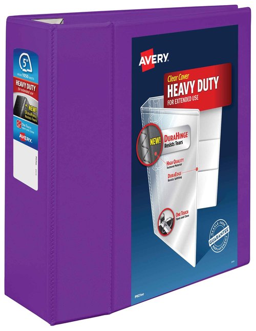 Avery Heavy-Duty View 3 Ring Binder, 5 Inch One Touch EZD Rings, 2.3/4.8 Inch Spine, 1 Purple Binder (79816)