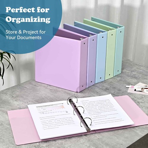 1-inch 2-inch 3-Ring Binder with Pockets, Basic Binders 1''2'' Color Binders, Holds Letter Size 8.5'' x 11'',200/450 Sheet Capacity, Bundle 6 Pack for Back to School (2'' Pink- 6 Packs)