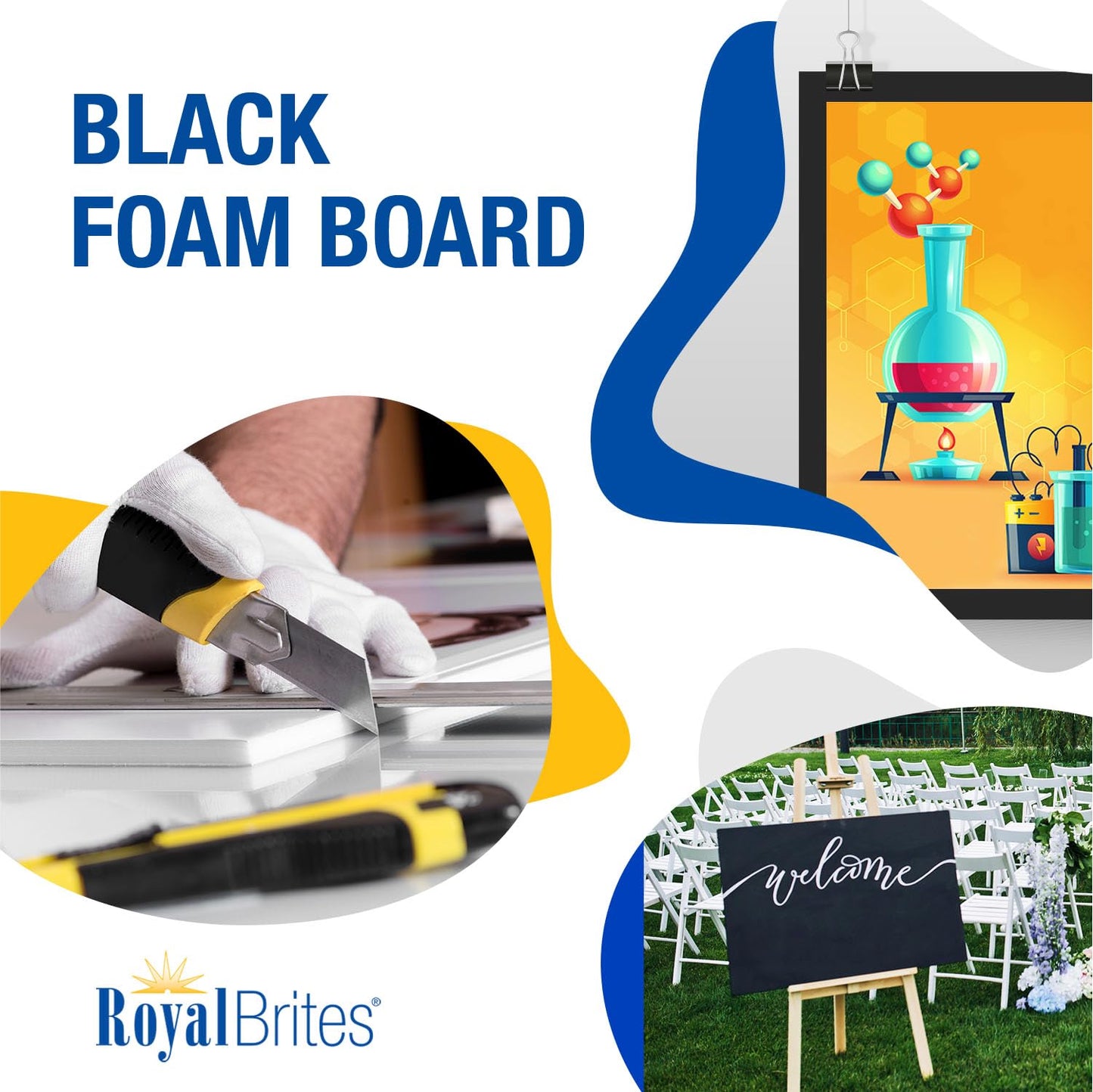Royal Brites 22x28 Black Foam Board 4 Pack - Ideal Foam Board for Crafts - Lightweight Poster Sheets for School Projects, Presentations - Smooth Surface for Markers - Perfect for Home, Office Use
