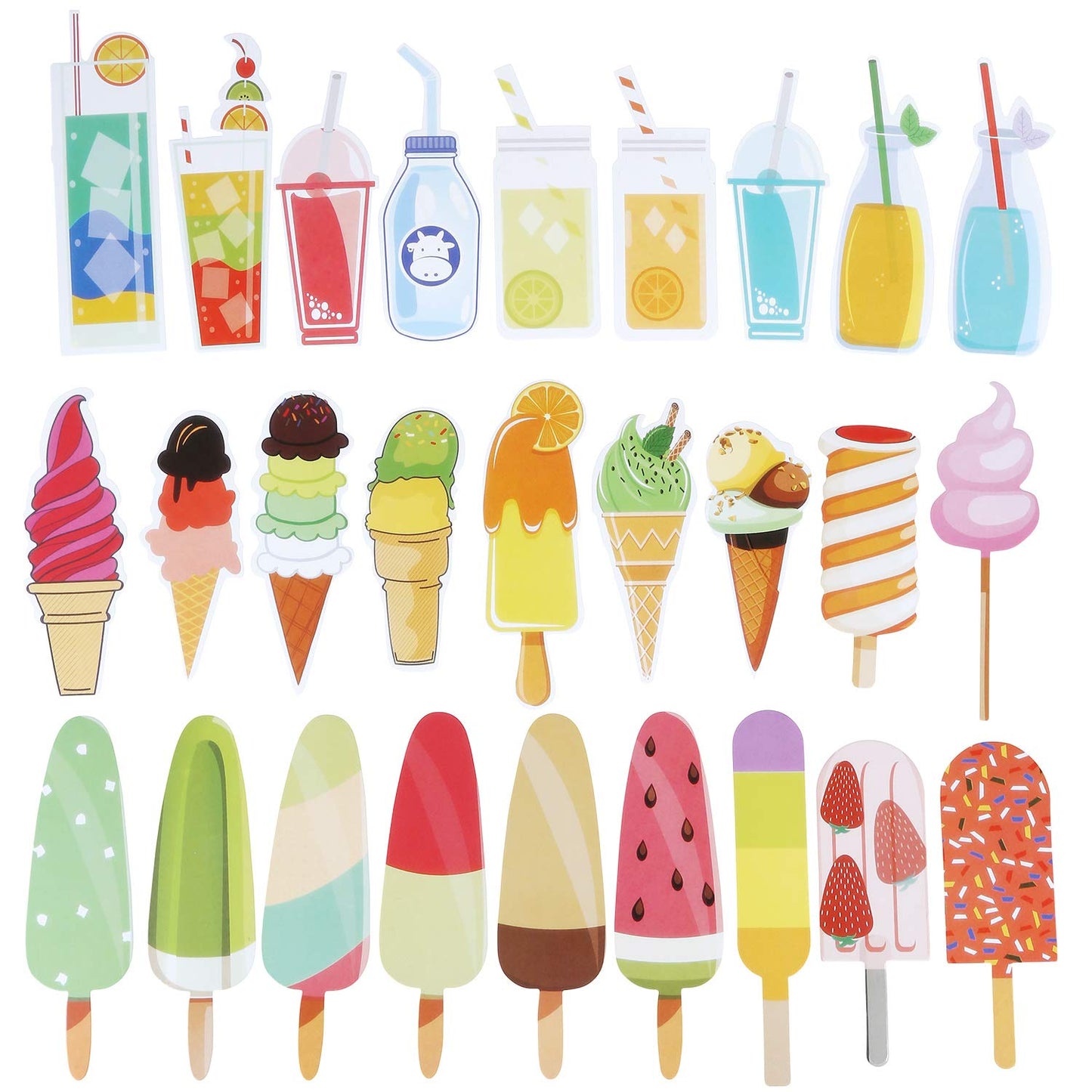 Blulu 60 Pieces Summer Bookmarks Cold Drink Theme Cute Colorful Dessert Bookmarks for Students Kids Adults Reading(Color 1)