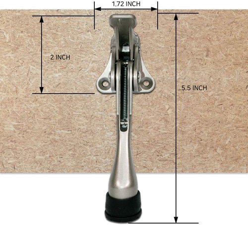 HASHI Kickdown Door Stopper - Heavy Duty Door Holder with Height-Adjustable Rubber Tips | Antique Bronze, 4 Inch
