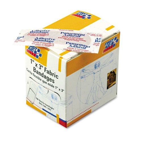 First Aid Only Fabric Bandages - 1 x 3 Inch, 100 Count | Essential First Aid Kit Refill Supplies