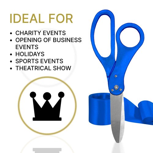 Blue Ribbon Cutting Ceremony Kit — 20 Inch Giant Scissors Prop Blue Large Shears for Cutting Grand Opening Ribbon and Shears for Ceremonies & Special Events