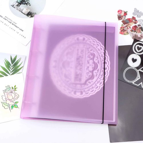 OTCRAFT 8Pcs/Set A4 4 Ring Binder Cover Clean Transparent Soft PVC for Refillable Notebook Shell withMatte surfaceforStamp & Die Storage (8 Colors)