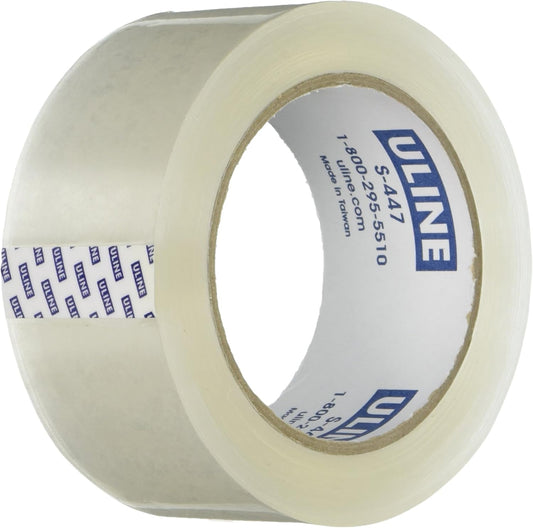 U-Line Packing Tape - 3.5 Mil Thick, Crystal Clear, 2" x 55 Yd | Pack of 6 Rolls