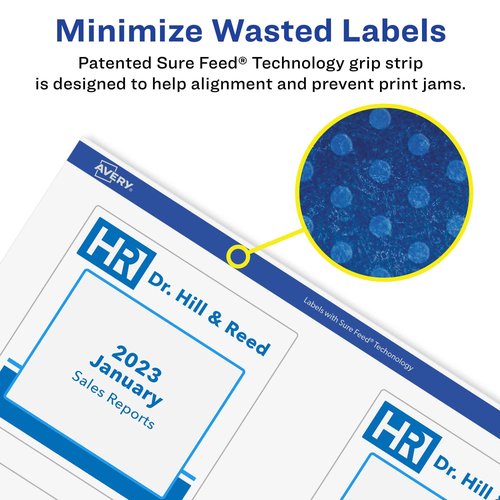 Avery Matte White Removable Square Labels, Sure Feed Technology, Print-to-The-Edge, 3" x 3", 300 Removable Labels, Laser/Inkjet Printable