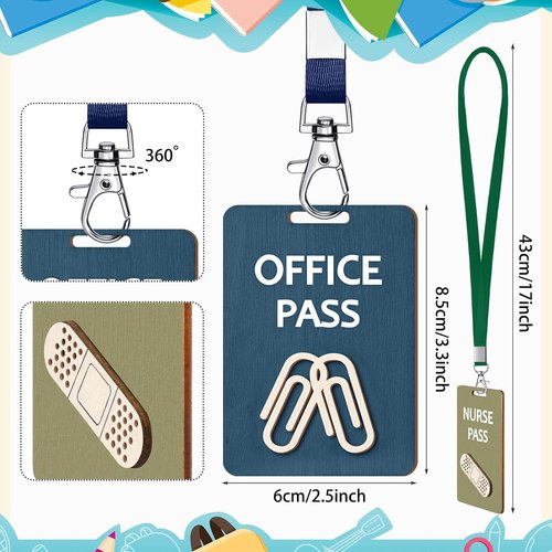 Chiisong Hall Pass Lanyards Set - Unbreakable Wooden Passes for Classrooms, Restrooms & Offices | Classic & Morandi Colors