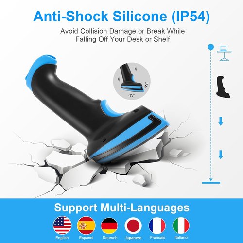 Onewscan Wireless 1D Laser Barcode Scanner - Plug and Play Handheld Reader with Stand & USB Connection