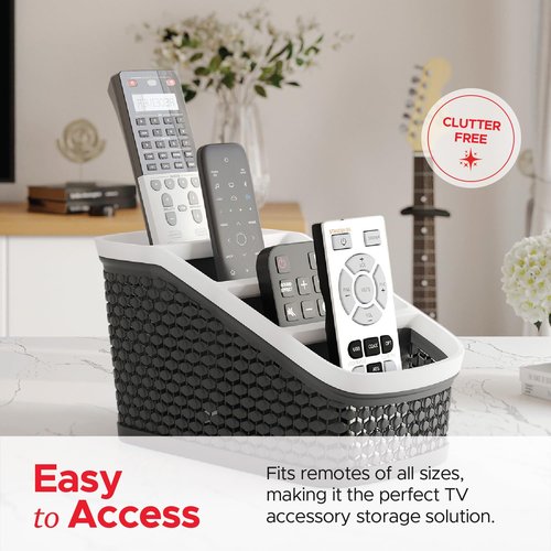 Remote Control Holder (Set of 2) Remote Caddy, TV Remote Control Organizer, 4 Compartment Remote Keeper Storage, Remote Organizer for Table, Desktop