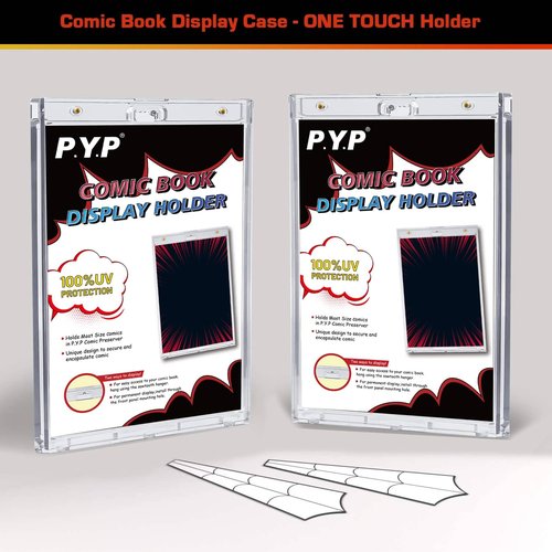 2ct Magnetic Comic-Book Display Cases - Crystal Clear One Touch Comic Book Holders, UV Protection Comic Book Slab Protectors, Premium Wall Mountable Comic Book Protective Holders, Fits Most Comics