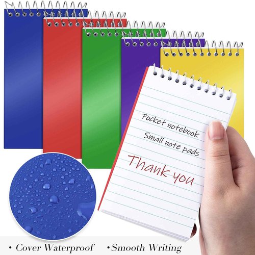 Leinuosen 100 Pcs Spiral Memo Pads 3x5 Inch 75 Sheets College Ruled Small Pocket Notebooks Little Mini Notepads Bulk Top Bound Lined Note Pads for Home School Office Travel Work (Bright Color)