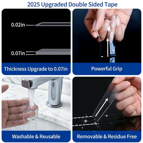 Dntemr Double Sided Tape Heavy Duty 2 Rolls 3M 120" x 1.18" Removable Nano Tape for Poster Carpet Picture Hanging Strip Rug Wall - Strong Adhesive Multipurpose Mounting Drafting Clear Tape- 20 Feet