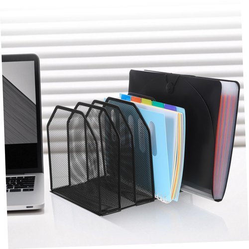 OSALADI Upright Mesh Desk File Organizer Removable Section Sorter for Office Home and Classroom Storage Stylish and Functional File Holder