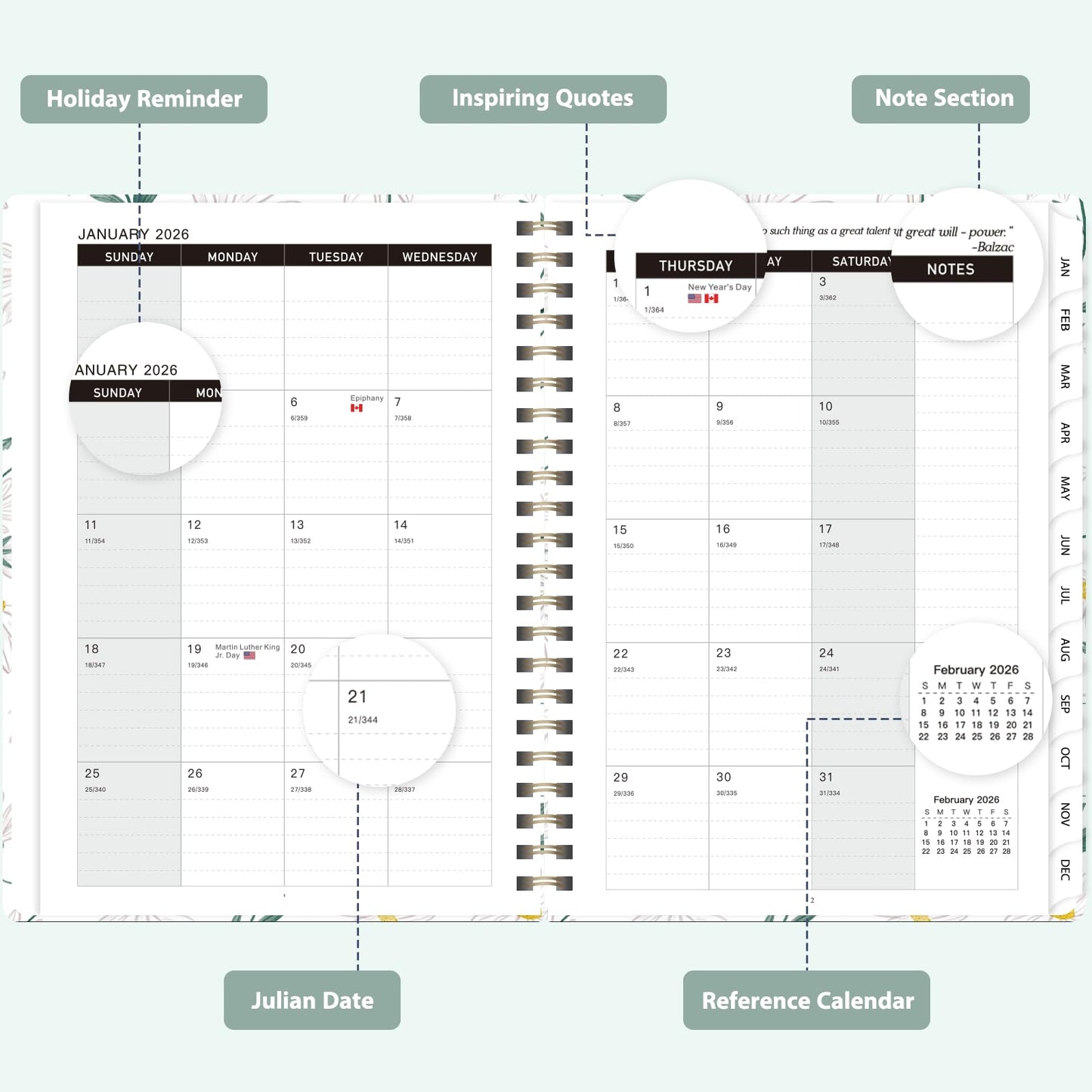 2026 Planner, Weekly and Monthly Calendar Academic Planner, Jan 2026 - Dec 2026, Planning Agenda Book for Desk Accessories and School Supplies - A5 (6.3'' x 8.5'')
